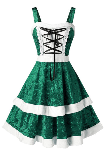 Vestido verde de veludo vintage de Natal